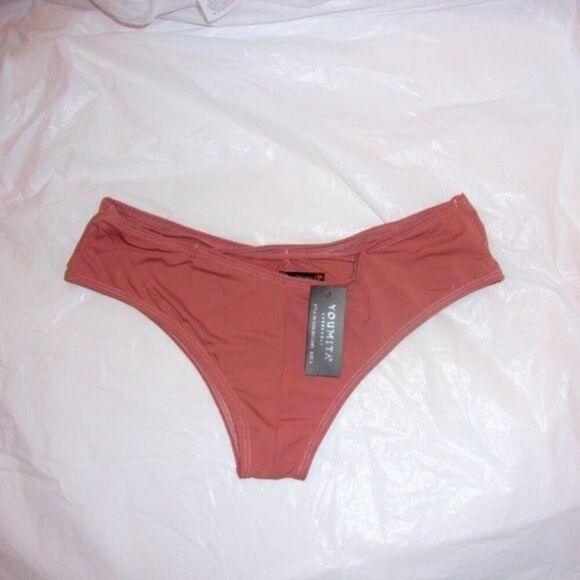 Youmita Cedarwood 38B Plunge Cage Front Bra & Large V-Cut Bikini Panties NWT - Picture 3 of 11